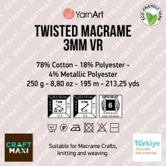 YARNART TWISTED MACRAME 3 MM VR - MAKROME EL ÖRGÜ