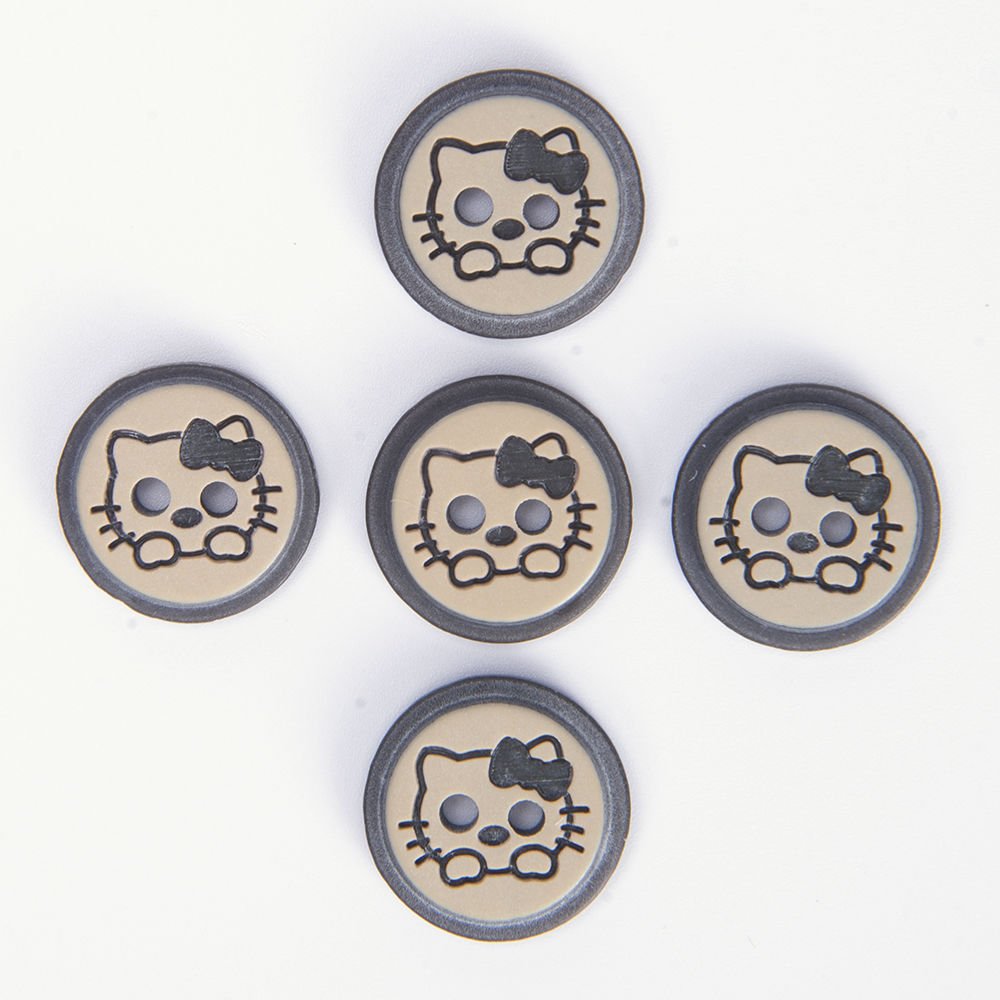 DESENLİ DÜĞME - 14 MM - 5 ADET HELLO KITTY