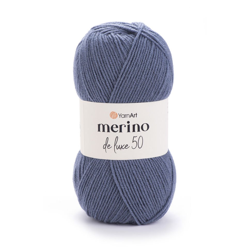YARNART MERINO DE LUXE 50 - EL ÖRGÜ İPİ GRİ-MAVİ - 3088