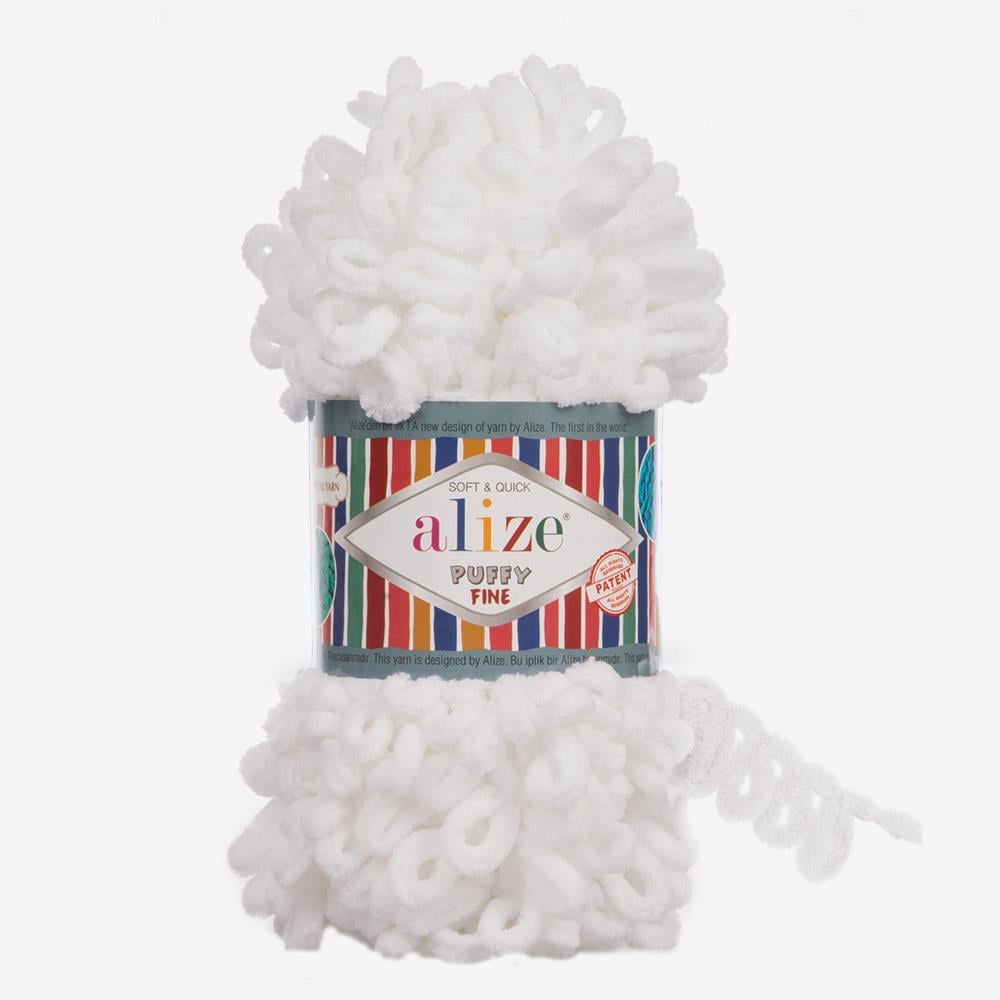 ALİZE PUFFY FINE - AKSESUAR EL ÖRGÜ İPİ BEYAZ - 55