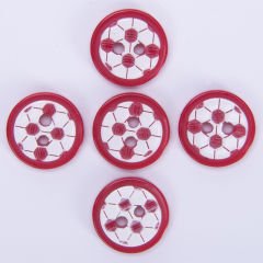 BEBE DÜĞME - 14 MM - FUTBOL TOPU - 5 ADET KIRMIZI-BEYAZ