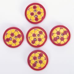 BEBE DÜĞME - 14 MM - FUTBOL TOPU - 5 ADET SARI-KIRMIZI
