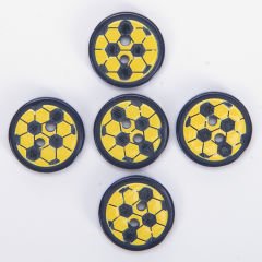 BEBE DÜĞME - 14 MM - FUTBOL TOPU - 5 ADET SARI-LACİVERT
