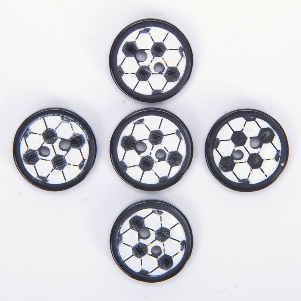 BEBE DÜĞME - 14 MM - FUTBOL TOPU - 5 ADET SİYAH-BEYAZ
