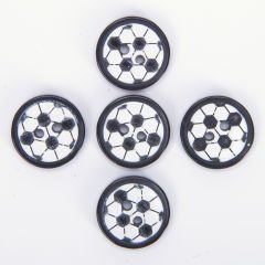 BEBE DÜĞME - 14 MM - FUTBOL TOPU - 5 ADET SİYAH-BEYAZ