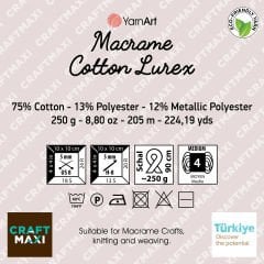 YARNART MACRAME COTTON LUREX - SİMLİ MAKROME EL ÖRGÜ İPİ BEJ - 735