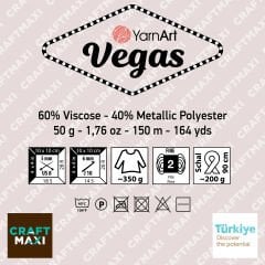 YARNART VEGAS - SİMLİ EL ÖRGÜ İPİ SİYAH - 43