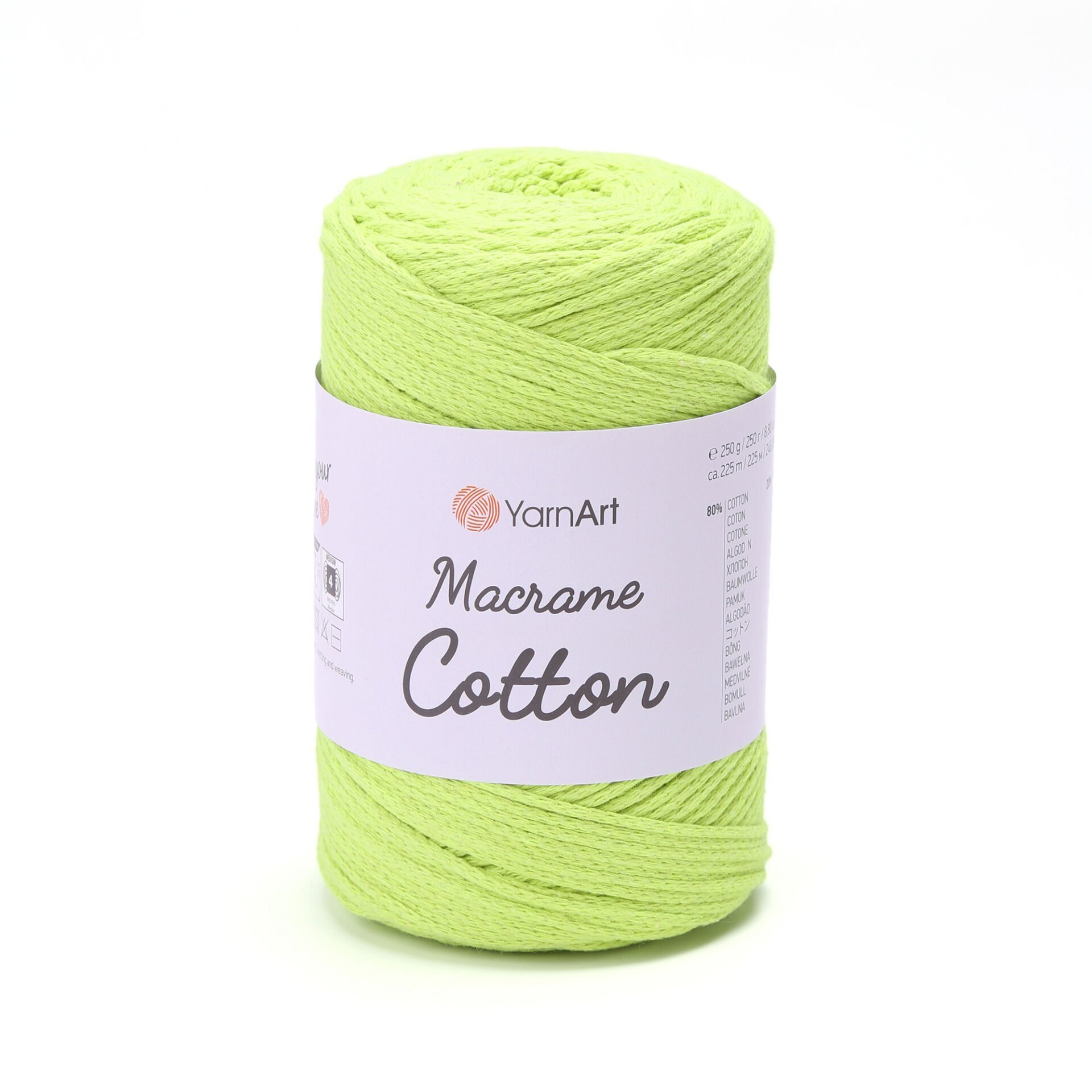 YARNART MACRAME COTTON - MAKROME EL ÖRGÜ İPİ FOSFORLU YEŞİL - 801