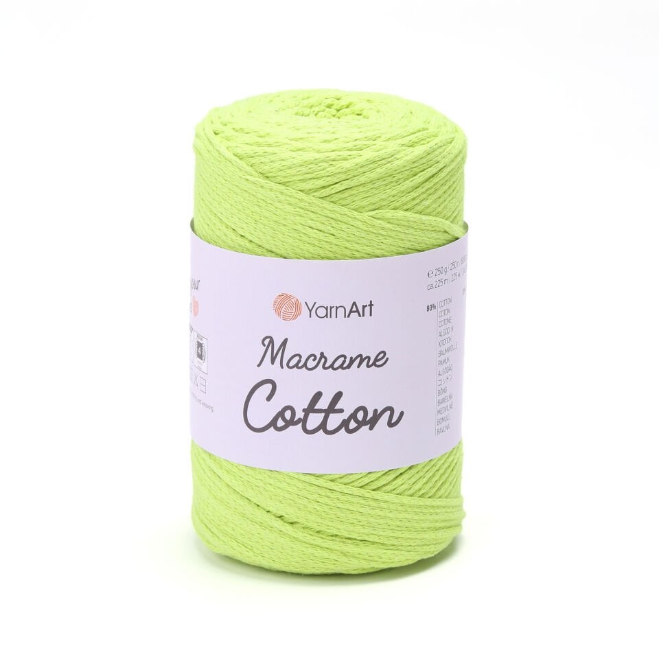 YARNART MACRAME COTTON - MAKROME EL ÖRGÜ İPİ FOSFORLU YEŞİL - 801