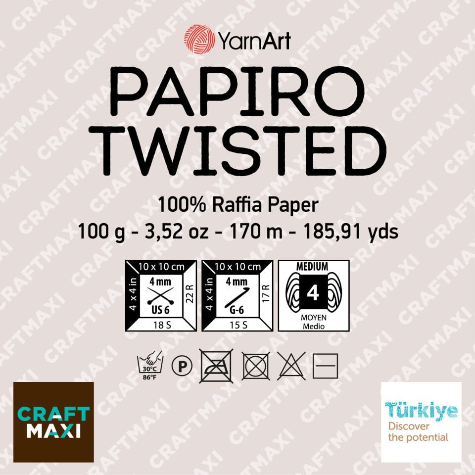 YARNART PAPIRO TWISTED - KAĞIT İP TURKUAZ - 1304