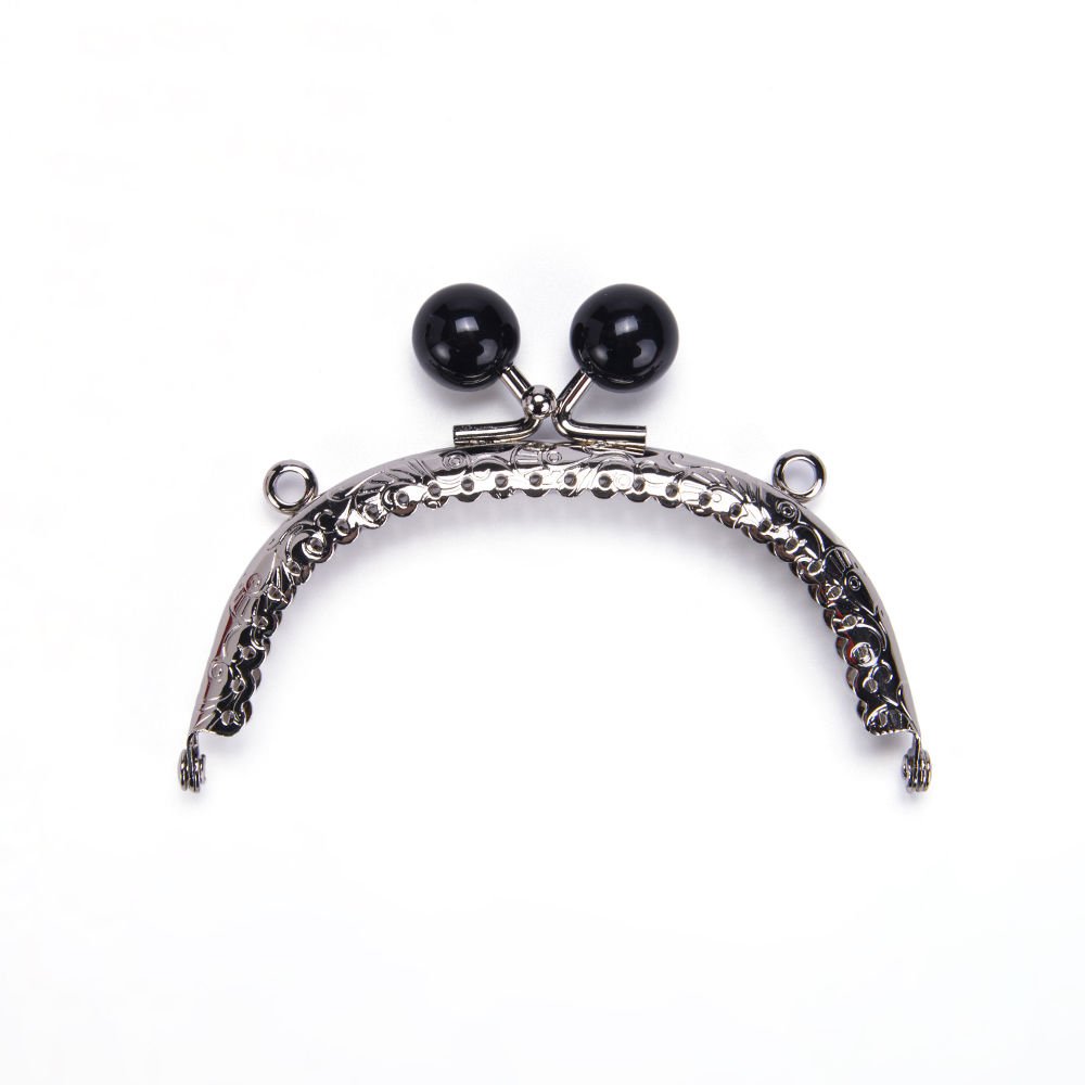 OVAL SİYAH BONCUKLU BURS 10,5 CM GÜMÜŞ