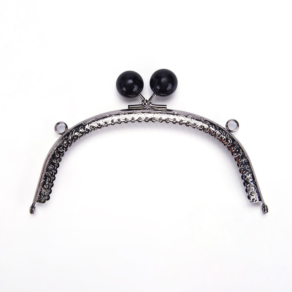 OVAL SİYAH BONCUKLU BURS 16,5 CM GÜMÜŞ