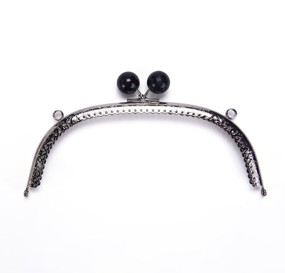 OVAL SİYAH BONCUKLU BURS 20,5 CM GÜMÜŞ