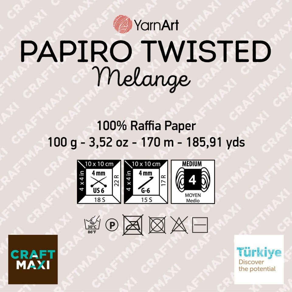 YARNART PAPIRO TWISTED MELANGE - EBRULİ KAĞIT İP