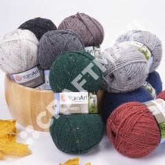 YARNART TWEED - KIRÇILLI EL ÖRGÜ İPİ 232 - YEŞİL