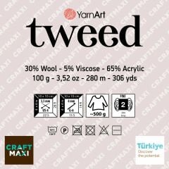 YARNART TWEED - KIRÇILLI EL ÖRGÜ İPİ 225 - KOYU GRİ
