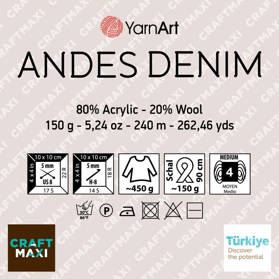 YARNART ANDES DENIM - ÖRGÜ İPİ SİYAH - 5102