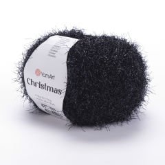 YARNART CHRISTMAS - IŞILTILI EL ÖRGÜ İPİ SİYAH - 01