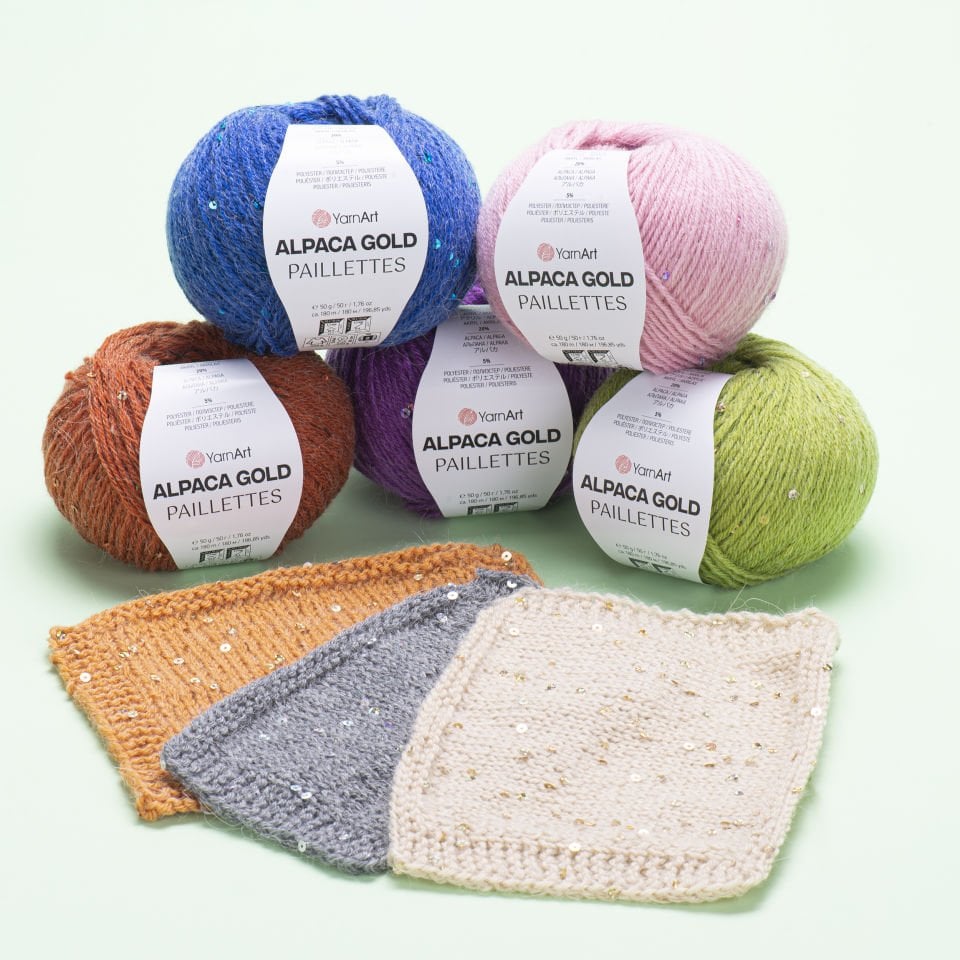 YARNART ALPACA GOLD PAILLETTES - EL ÖRGÜ İPİ GRİ - 9303