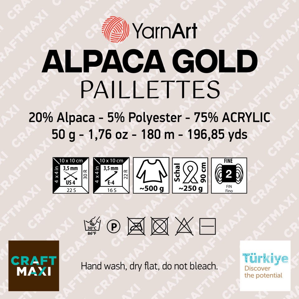 YARNART ALPACA GOLD PAILLETTES - EL ÖRGÜ İPİ GRİ - 9303