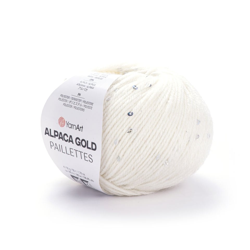 YARNART ALPACA GOLD PAILLETTES - EL ÖRGÜ İPİ BEYAZ - 9301