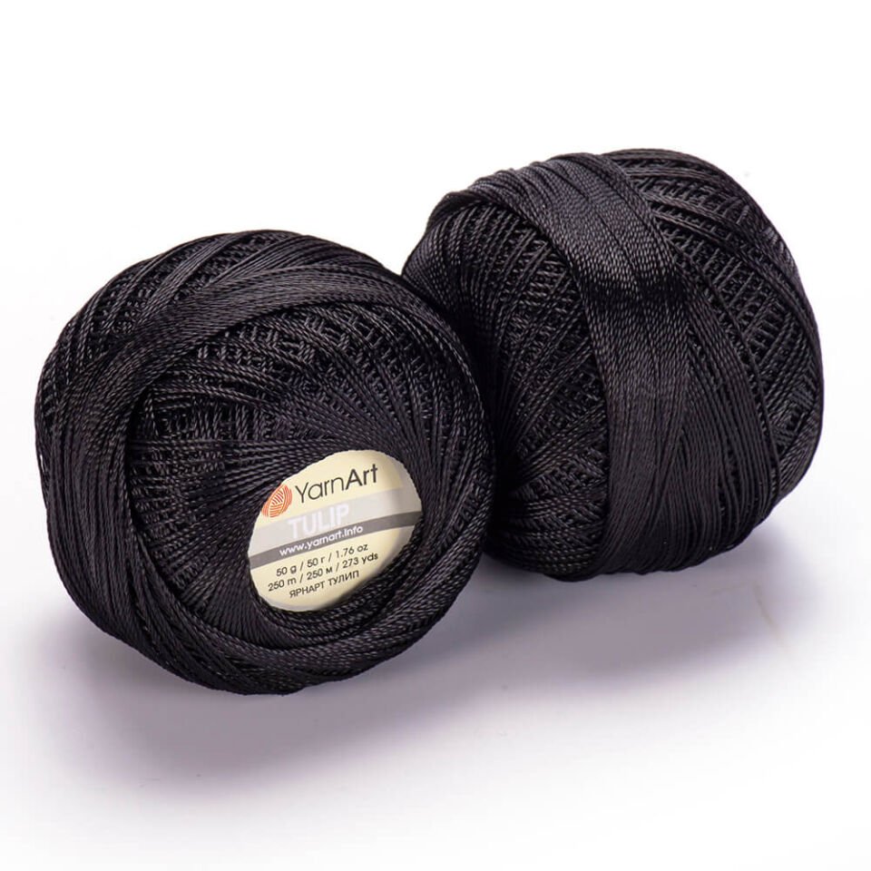 YARNART TULIP - IŞILTILI DANTEL İPİ SİYAH - 400