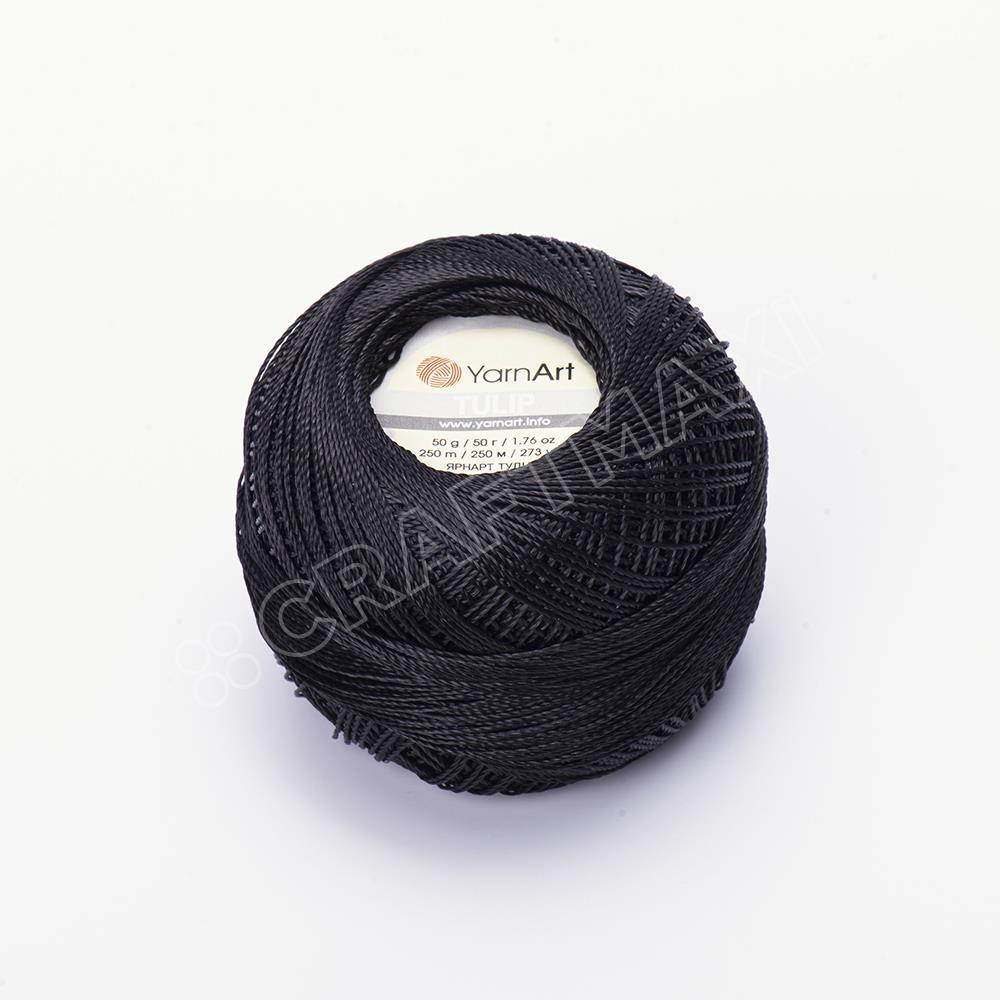 YARNART TULIP - IŞILTILI DANTEL İPİ SİYAH - 400