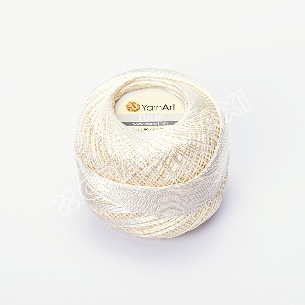 YARNART TULIP - IŞILTILI DANTEL İPİ KIRIK BEYAZ - 402