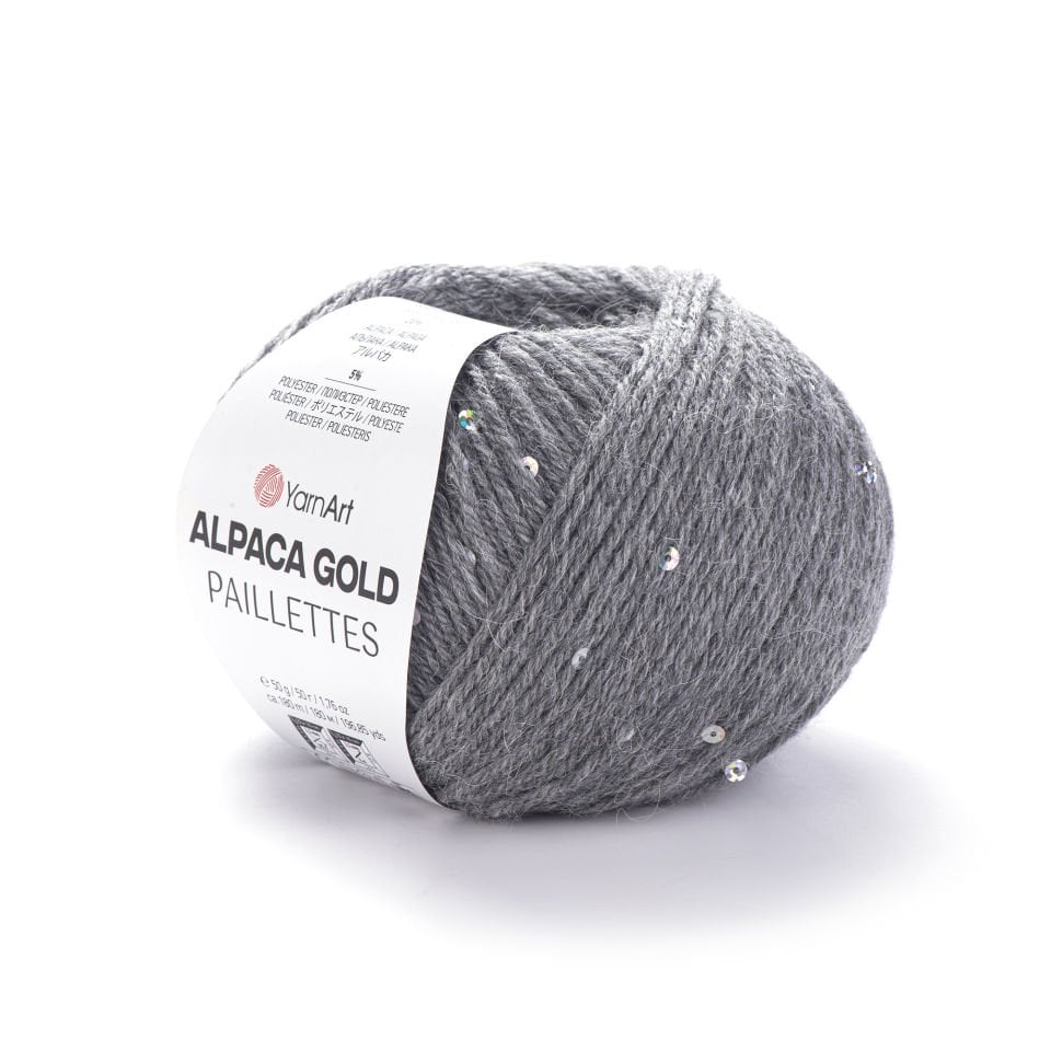YARNART ALPACA GOLD PAILLETTES - EL ÖRGÜ İPİ GRİ - 9304