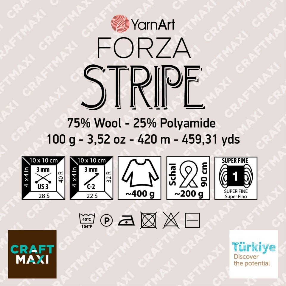 YARNART FORZA STRIPE - EBRULİ ÖRGÜ İPİ