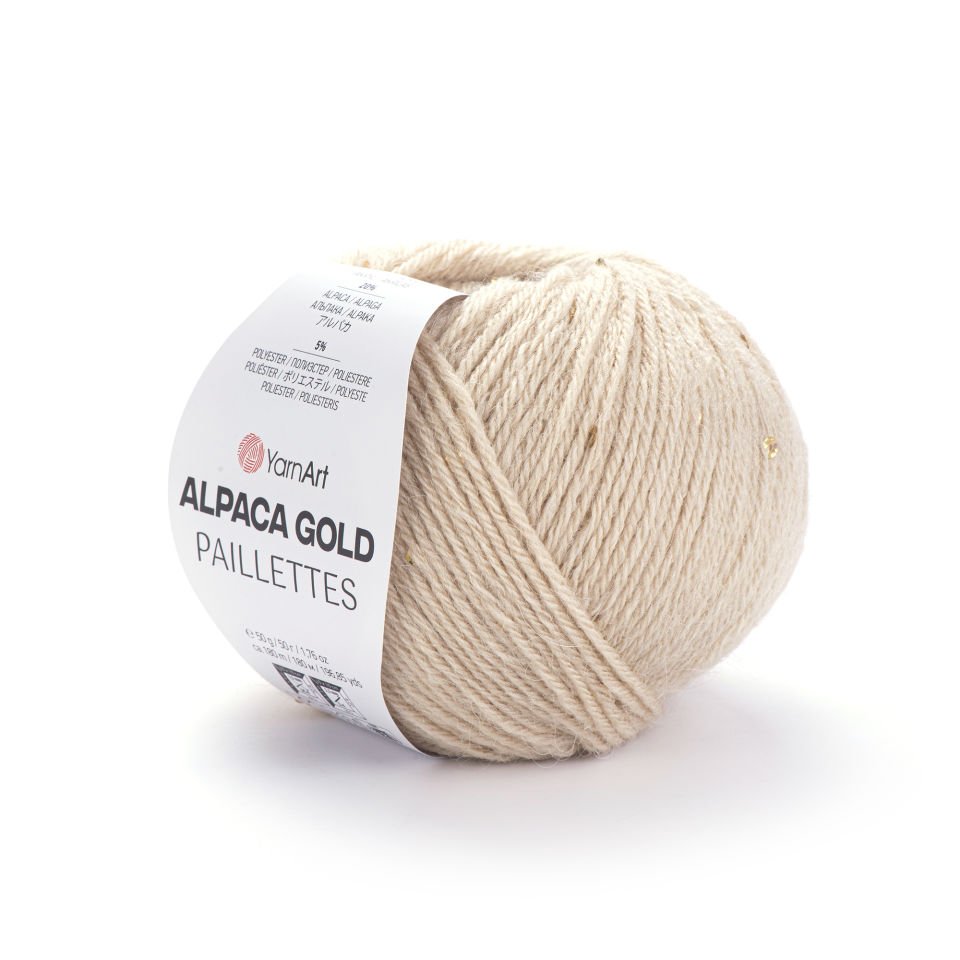 YARNART ALPACA GOLD PAILLETTES - EL ÖRGÜ İPİ KREM - 9302