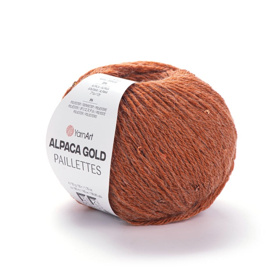 YARNART ALPACA GOLD PAILLETTES - EL ÖRGÜ İPİ KİREMİT - 9312