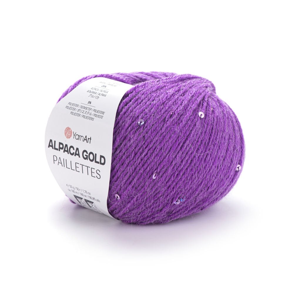 YARNART ALPACA GOLD PAILLETTES - EL ÖRGÜ İPİ MOR - 9308