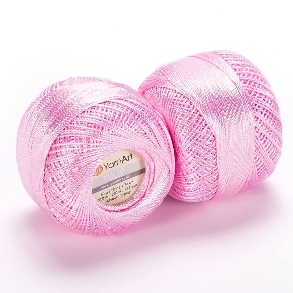 YARNART TULIP - IŞILTILI DANTEL İPİ ŞEKER PEMBE - 415