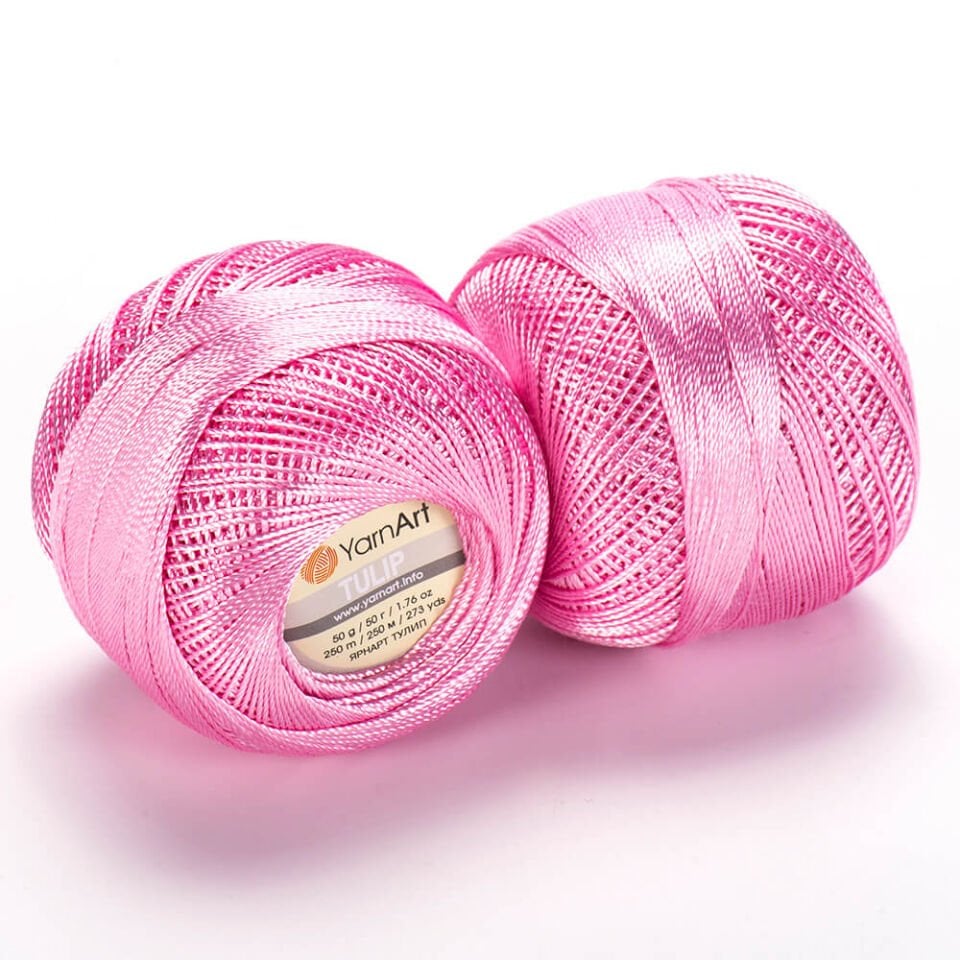 YARNART TULIP - IŞILTILI DANTEL İPİ PEMBE - 416