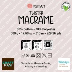 YARNART TWISTED MACRAME - MAKROME EL ÖRGÜ İPİ AÇIK KAHVERENGİ - 768