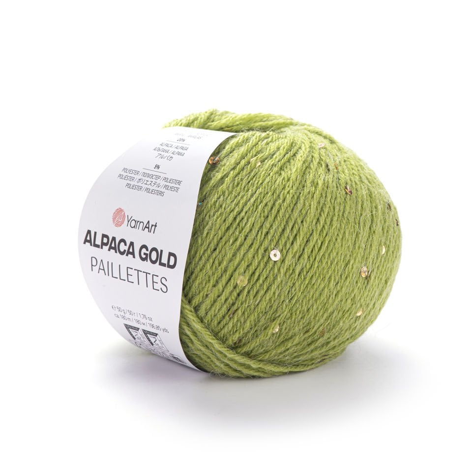 YARNART ALPACA GOLD PAILLETTES - EL ÖRGÜ İPİ YEŞİL - 9310
