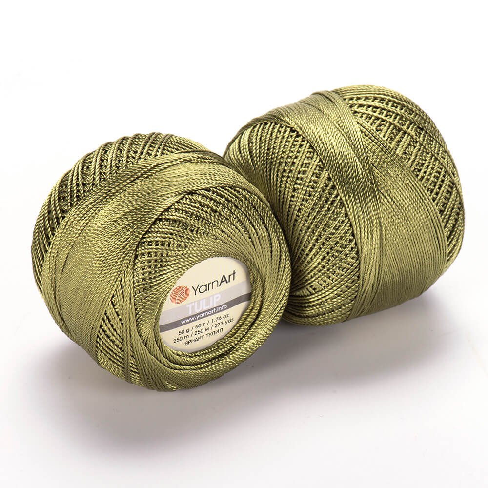 YARNART TULIP - IŞILTILI DANTEL İPİ KÜF YEŞİLİ - 423