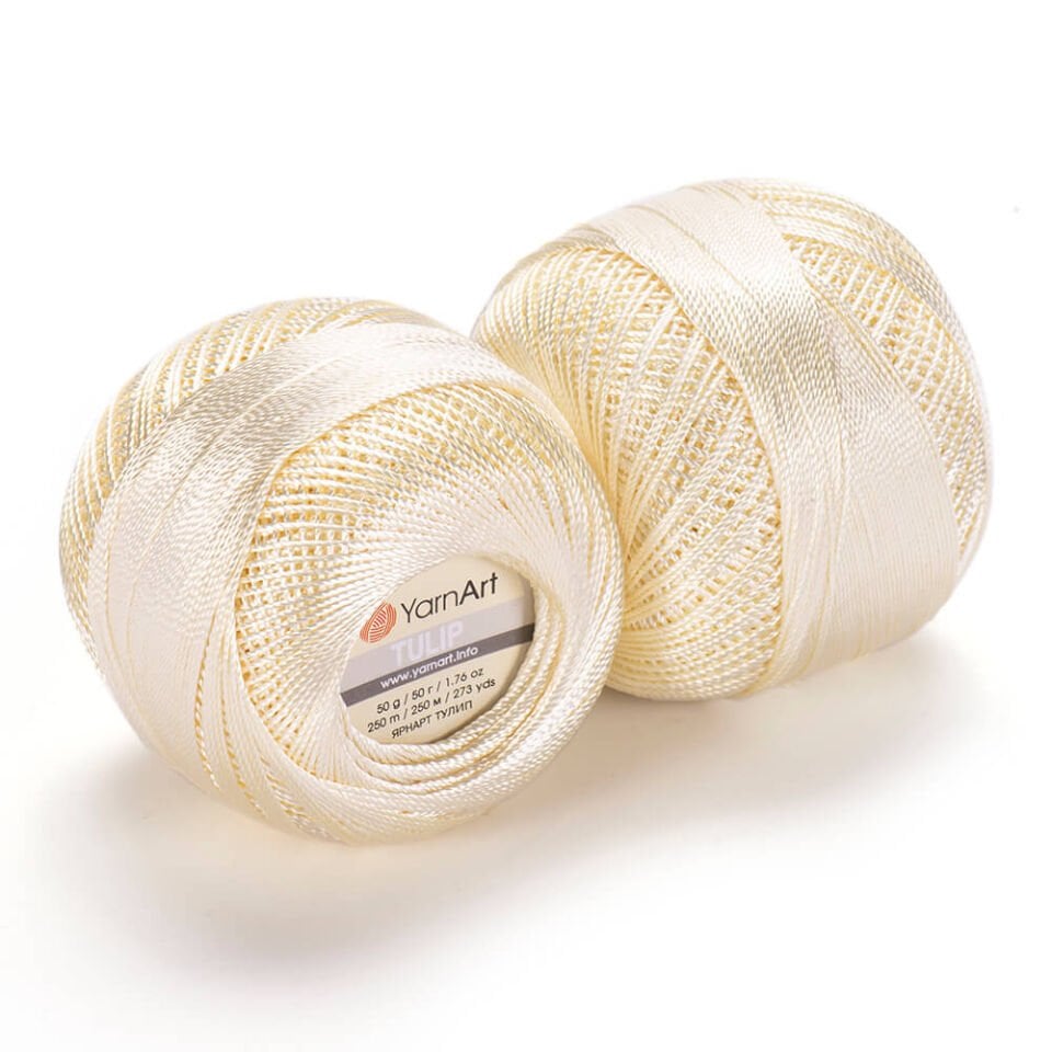 YARNART TULIP - IŞILTILI DANTEL İPİ AÇIK KREM - 437