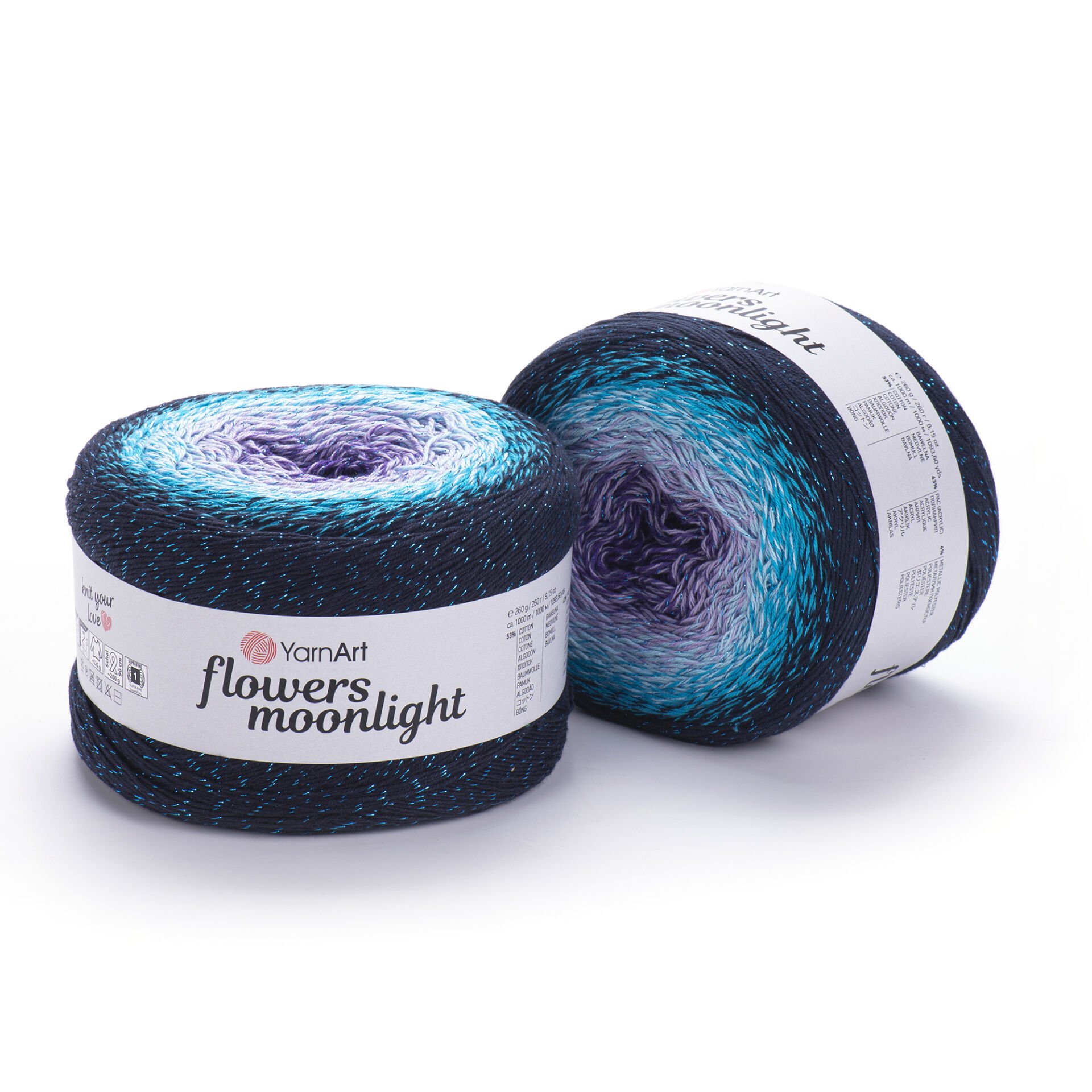YARNART FLOWERS MOONLIGHT - SİMLİ, EBRULİ EL ÖRGÜ İPİ EBRULİ - 3254