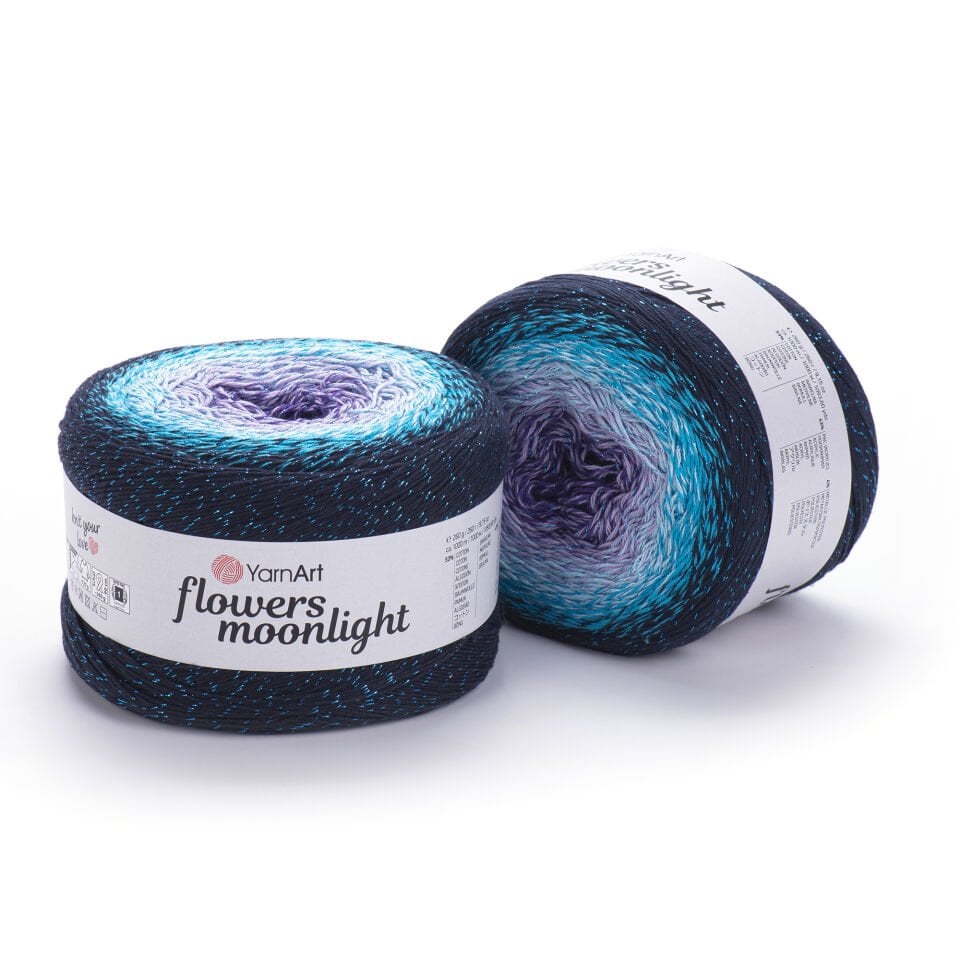 YARNART FLOWERS MOONLIGHT - SİMLİ, EBRULİ EL ÖRGÜ İPİ EBRULİ - 3254