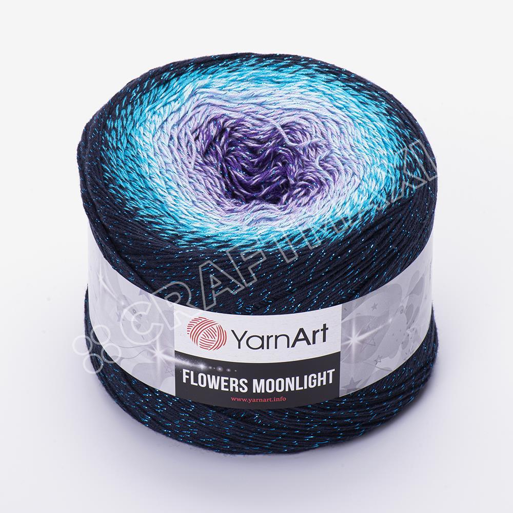 YARNART FLOWERS MOONLIGHT - SİMLİ, EBRULİ EL ÖRGÜ İPİ EBRULİ - 3254