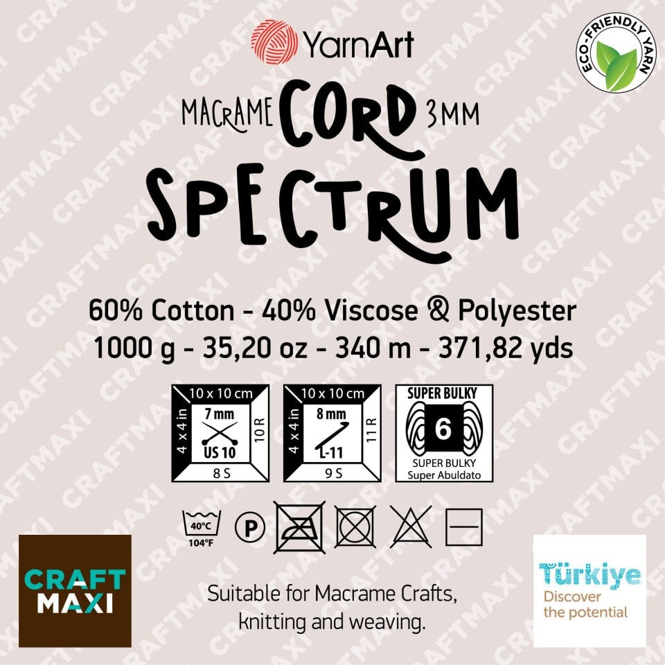 YARNART MACRAME CORD 3 MM SPECTRUM - MAKROME İPİ