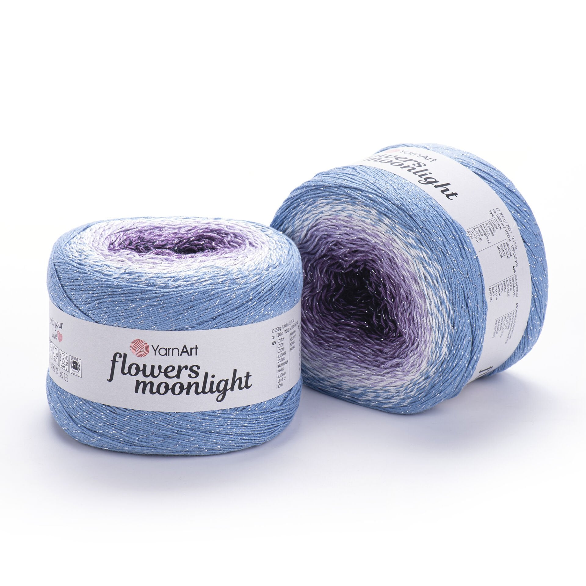 YARNART FLOWERS MOONLIGHT - SİMLİ, EBRULİ EL ÖRGÜ İPİ EBRULİ - 3264