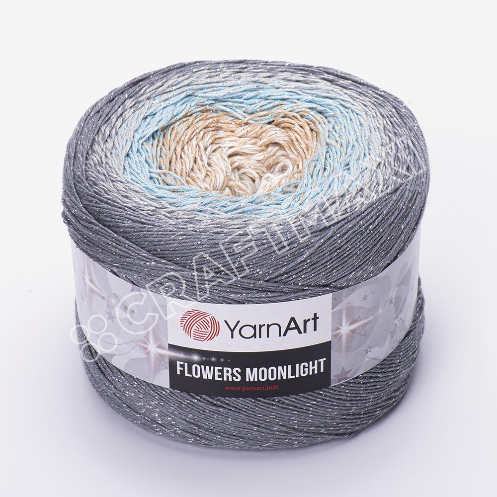YARNART FLOWERS MOONLIGHT - SİMLİ, EBRULİ EL ÖRGÜ İPİ EBRULİ - 3268