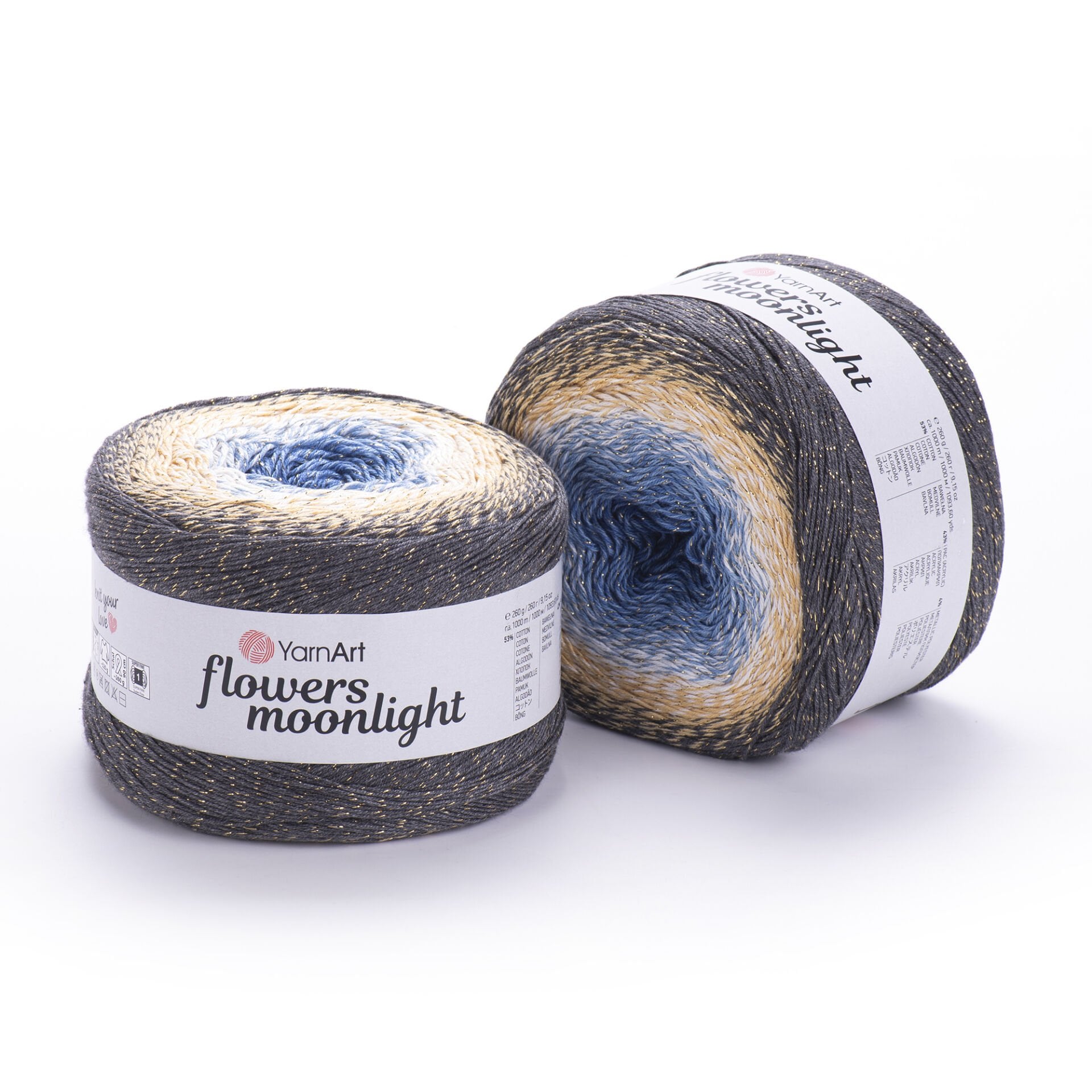 YARNART FLOWERS MOONLIGHT - SİMLİ, EBRULİ EL ÖRGÜ İPİ EBRULİ - 3287