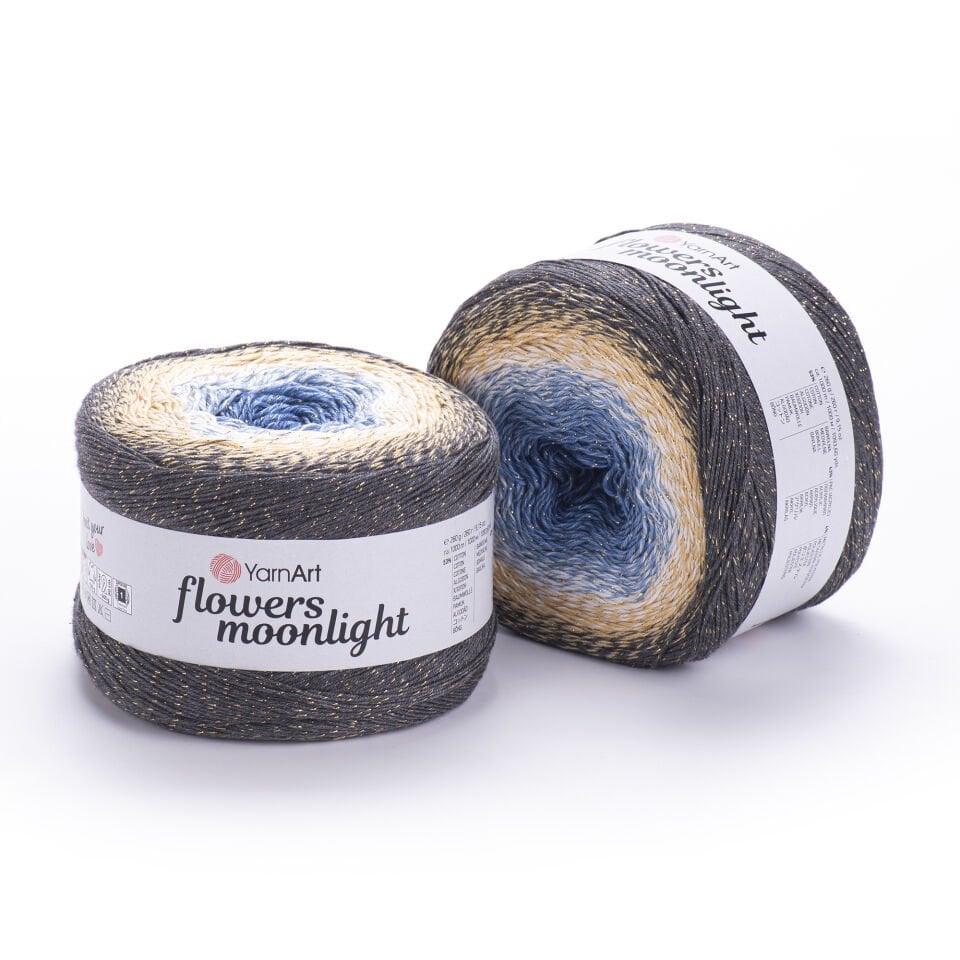 YARNART FLOWERS MOONLIGHT - SİMLİ, EBRULİ EL ÖRGÜ İPİ EBRULİ - 3287