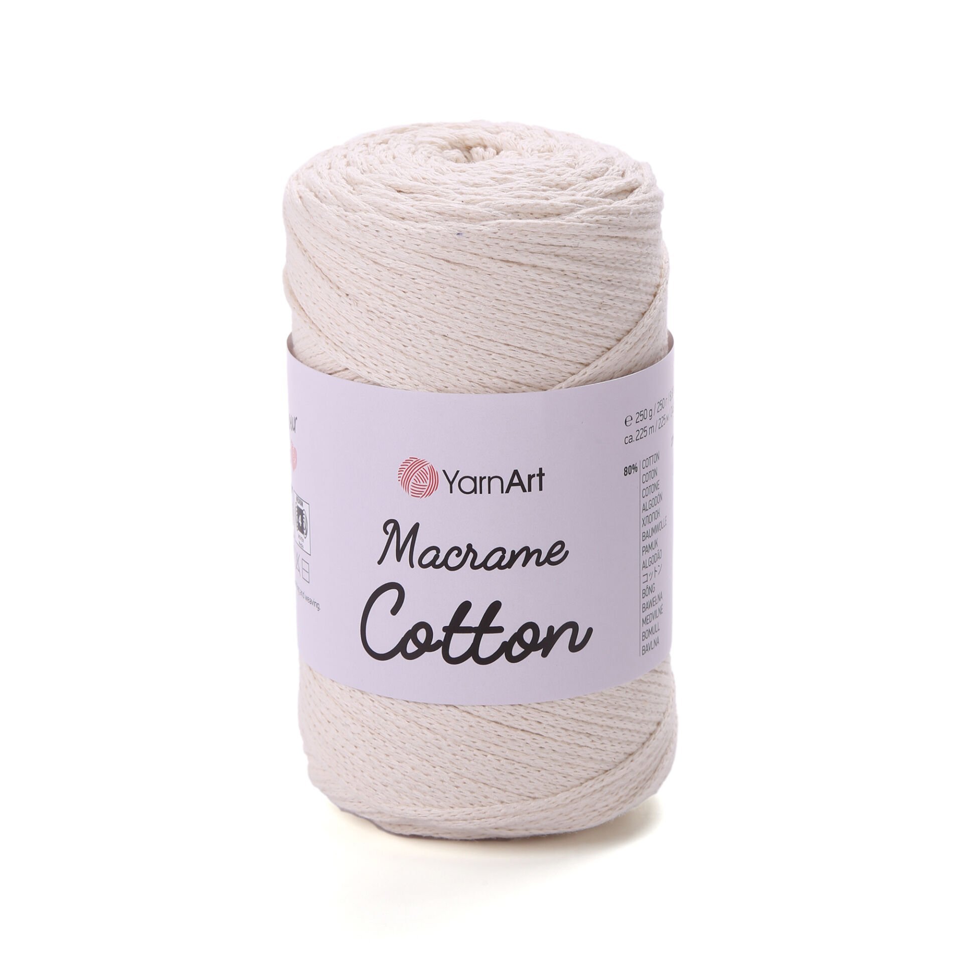YARNART MACRAME COTTON - MAKROME EL ÖRGÜ İPİ KIRIK BEYAZ - 752
