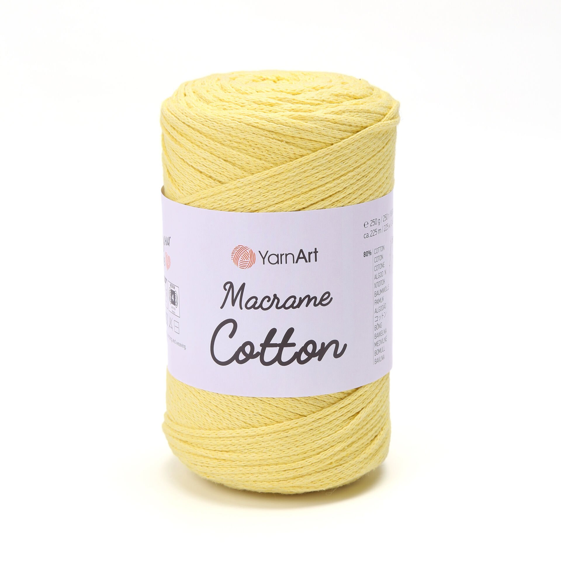 YARNART MACRAME COTTON - MAKROME EL ÖRGÜ İPİ SARI - 754