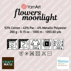 YARNART FLOWERS MOONLIGHT - SİMLİ, EBRULİ EL ÖRGÜ İPİ